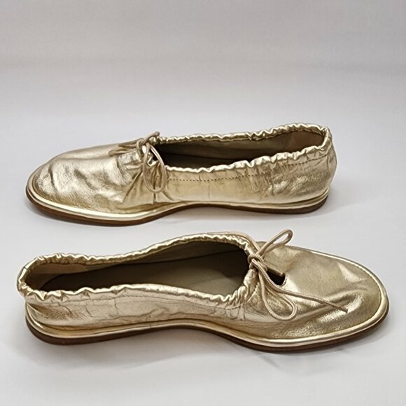 PILCRO Bow Tie Ballet Flats - Gold Size 7 - Picture 8 of 15